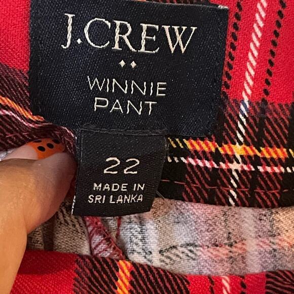 J. Crew Red Plaid Ankle Pants - Picture 3 of 7